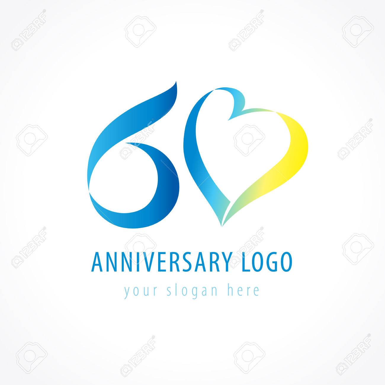 Anniversary 60 years old hearts celebrating vector digit logo. - 73957346 Anniversary 60 years old hearts celebrating vector digit logo. - 73957346