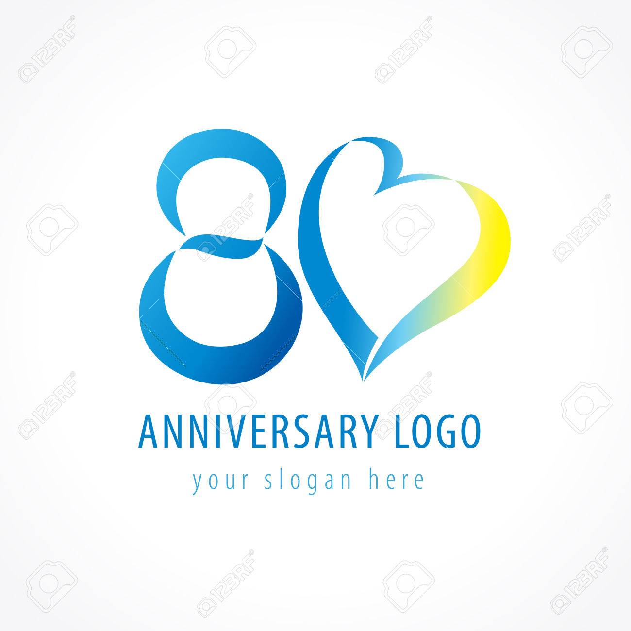 Coeurs D Anniversaire 80 Ans Celebrant Le Logo De Chiffre Vectoriel Salutations D Anniversaire Avec La Forme De Coeur De Bande Encadree Numeros Abstraits De Vacances Ou Lettre O Belle Carte Avec Des Personnages