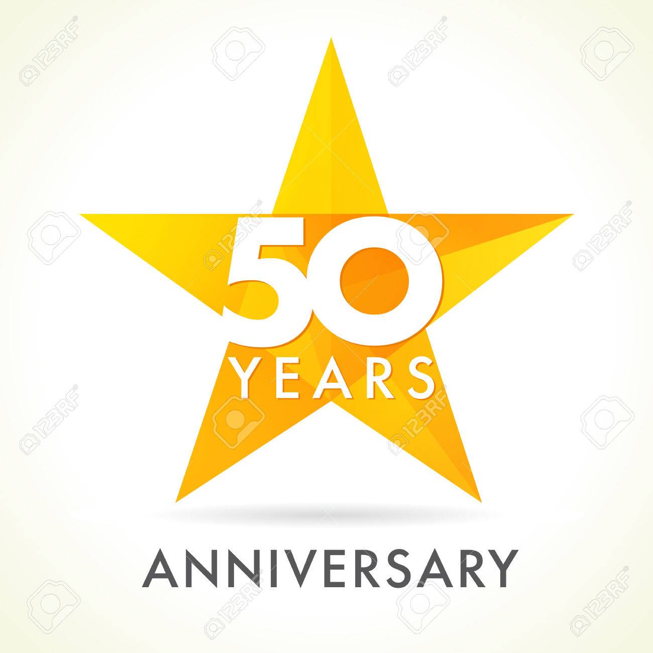 50 Ans Celebrant Le Logo De La Star Le 50 E Anniversaire Vecteur Felicite Les Numeros De Couleur Salutations Celebre Du Gagnant Forme D Etoiles Colorees En Vitrail Modele De Couleur Or Mosaique