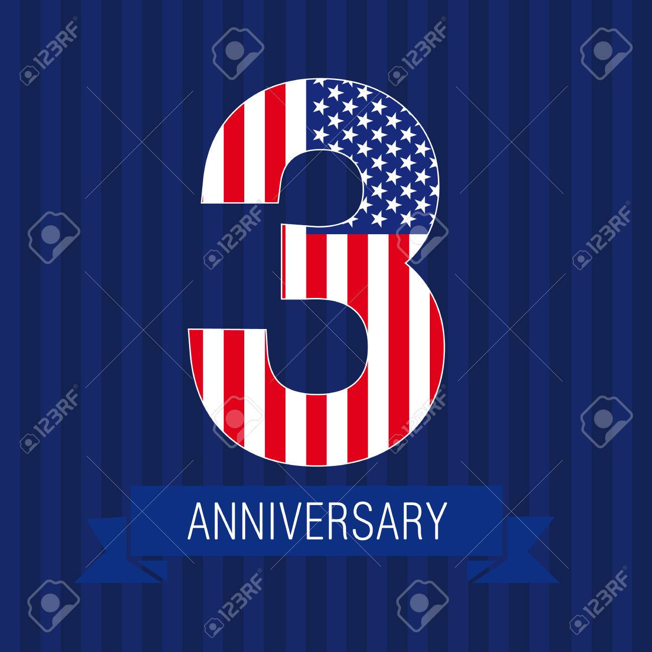anniversary 3 us flag logo template of celebrating icon of 3