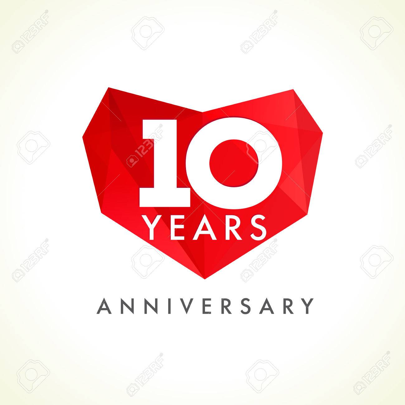 anniversary 10 years old hearts celebrating vector logo birthday