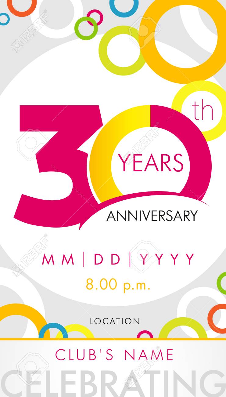 Carte D Invitation Anniversaire 30 Ans Concept De Modele De Celebration Elements De Design Moderne 30e Anniversaire Avec Des Cercles De Couleur De Fond Illustration Vectorielle Clip Art Libres De Droits Vecteurs Carte D Invitation Anniversaire 30 Ans Concept De Modele De Celebration Elements De Design Moderne 30e Anniversaire Avec Des Cercles De Couleur De Fond Illustration Vectorielle Clip Art Libres De Droits Vecteurs