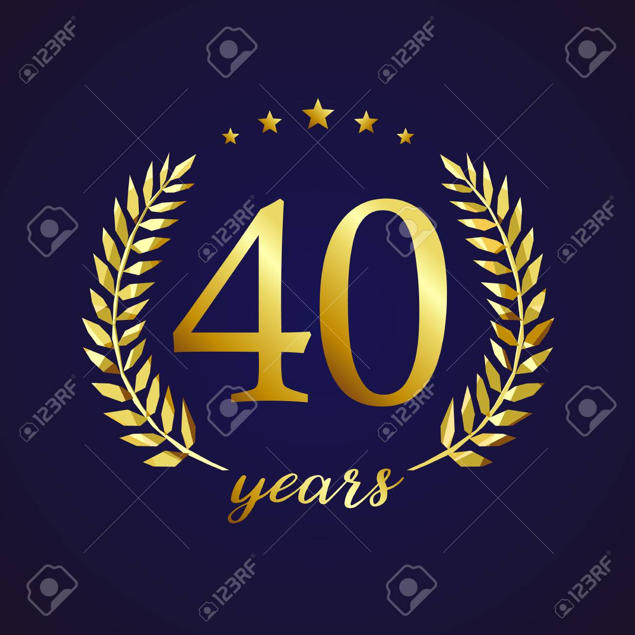 40 歳高級ロゴタイプ テンプレートをカップやしの円で 40 4 番号を祝福します 分離記号挨拶シンボル 伝統的なステンド グラスの装飾的なレトロなスタイルの耳を祝います のイラスト素材 ベクタ Image