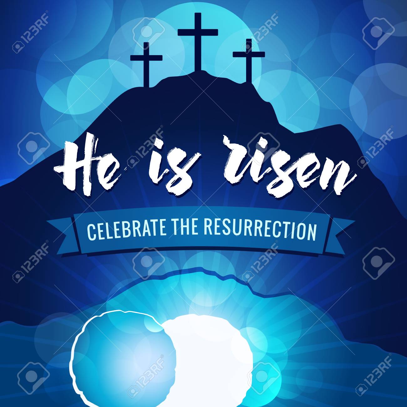 Hi is risen holy week easter navy blue banner. - 96446880 Hi is risen holy week easter navy blue banner. - 96446880