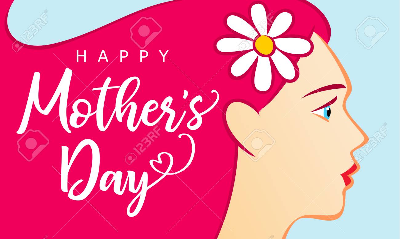 Happy Mothers Day Beautiful Lady Happy Mother's Day, Best Mom Greeting Card. Beautiful Woman With Pink Hair  And Greeting Text For Mother`s Day. Vector Illustration Royalty Free Svg,  Cliparts, Vectors, And Stock Illustration. Image 99130981.
