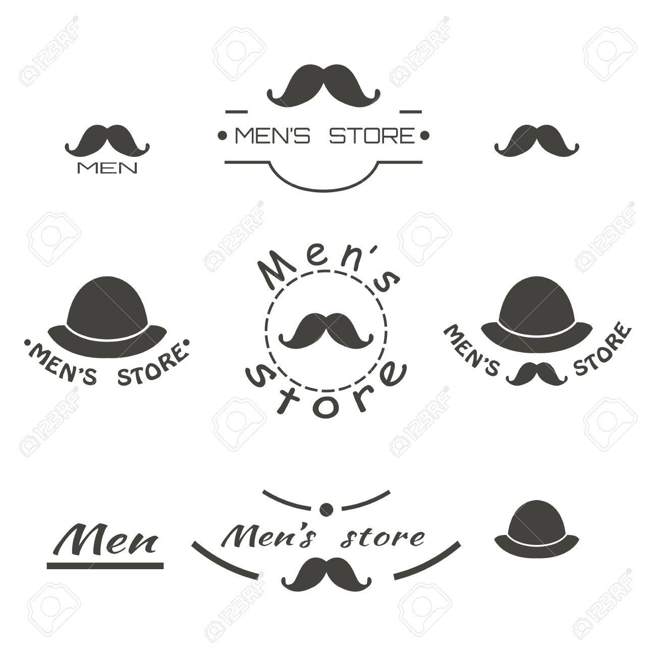 ビンテージ メンズ店のロゴ テキストとブレンドのセット ベクトル図のイラスト素材 ベクタ Image