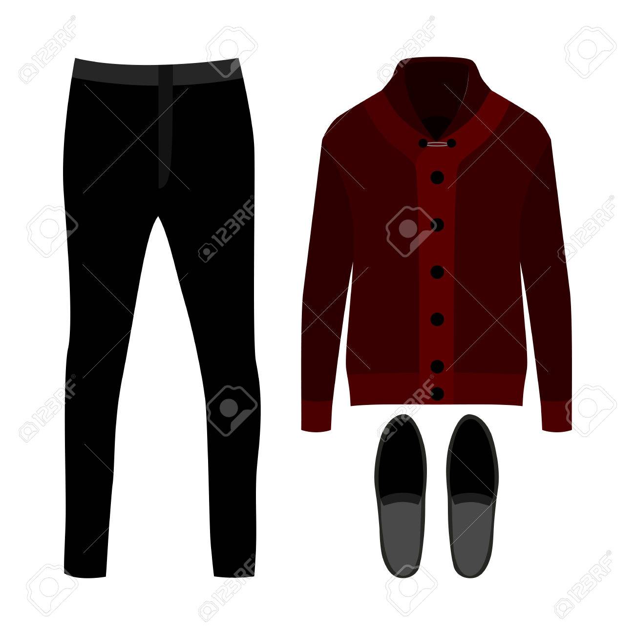 トレンディな紳士服のセットです 男のカーディガン パンツ アクセサリーの服 男性のワードローブ ベクトル図のイラスト素材 ベクタ Image トレンディな紳士服のセットです 男のカーディガン パンツ アクセサリーの服 男性のワードローブ ベクトル図のイラスト素材 ベクタ Image