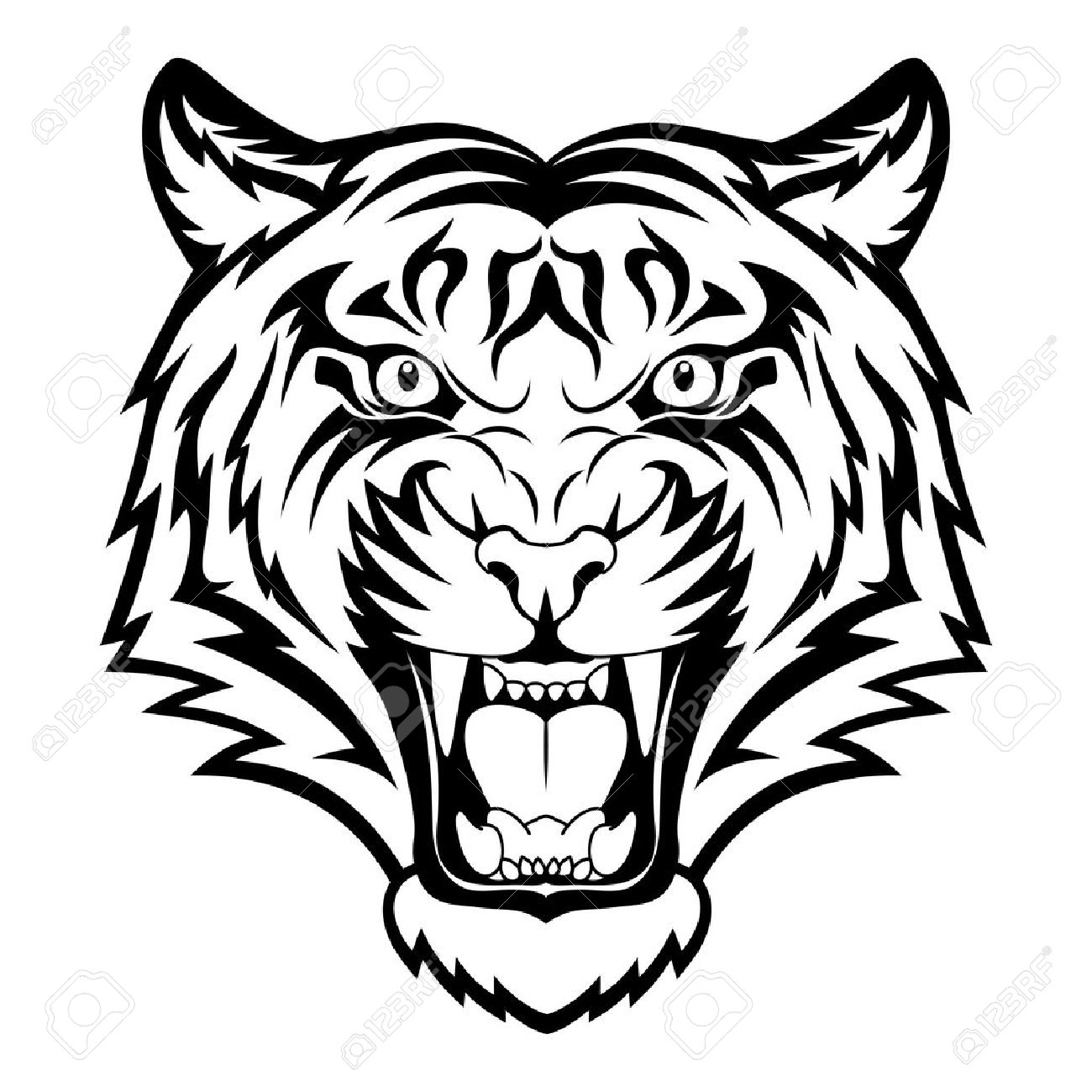 tiger anger black tattoo vector illustration of a tiger head
