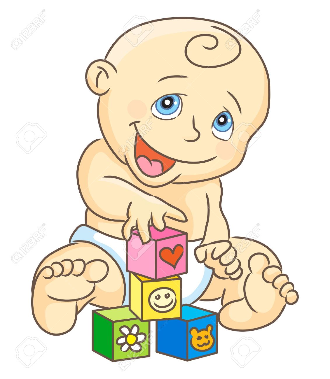 kid plays blocks childrens blocks baby toys isolated vector child play cartoon