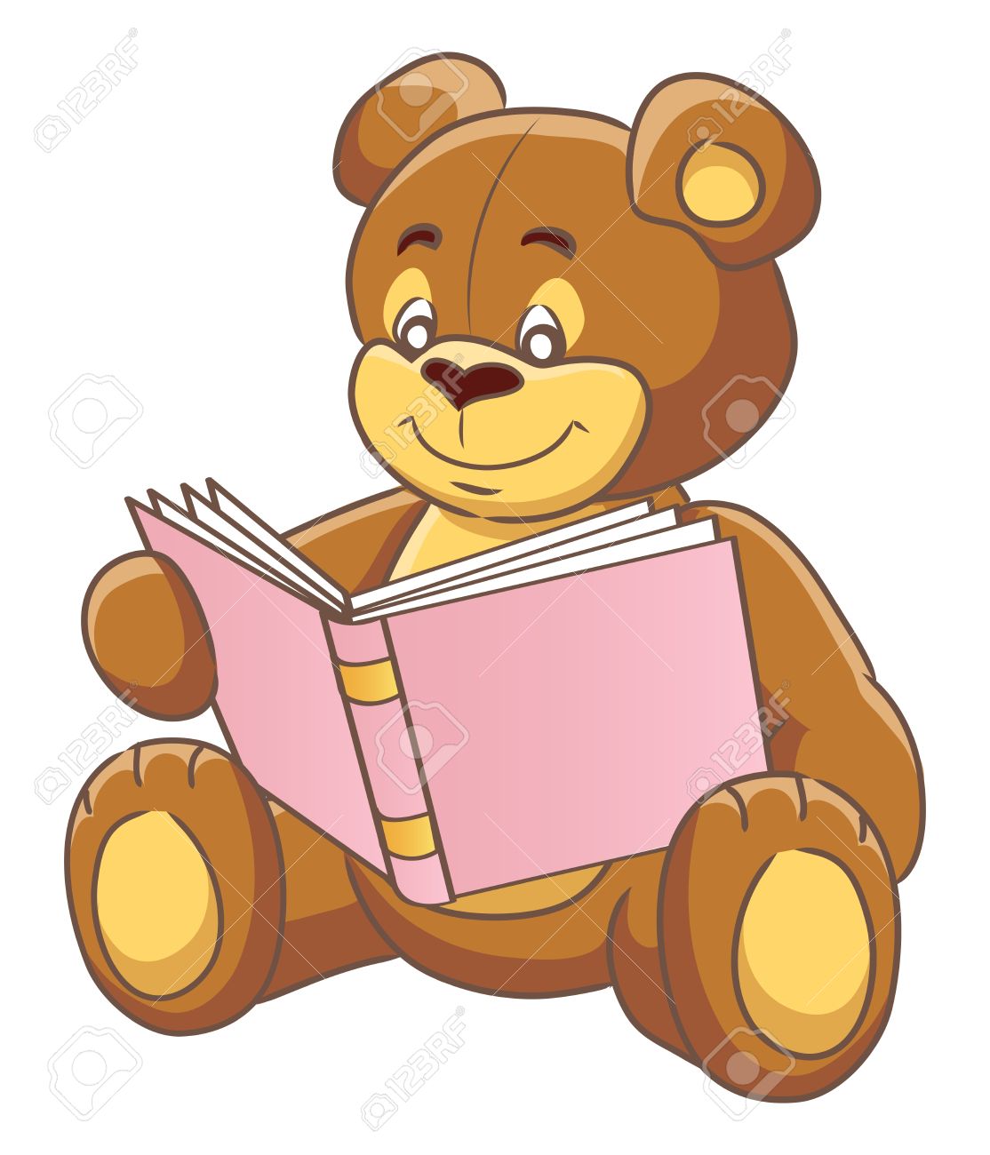 teddy bear reading a book vector illustration royalty free