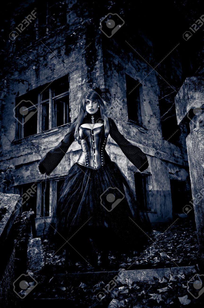 the woman in black dress