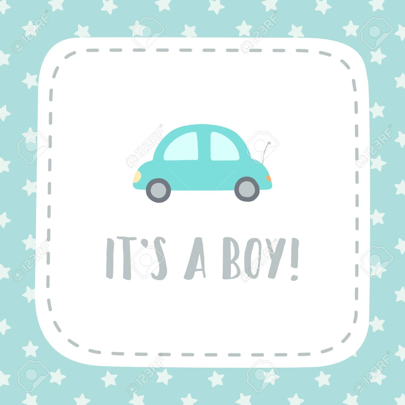 its a boy vector hand drawn giftcard template royalty free cliparts