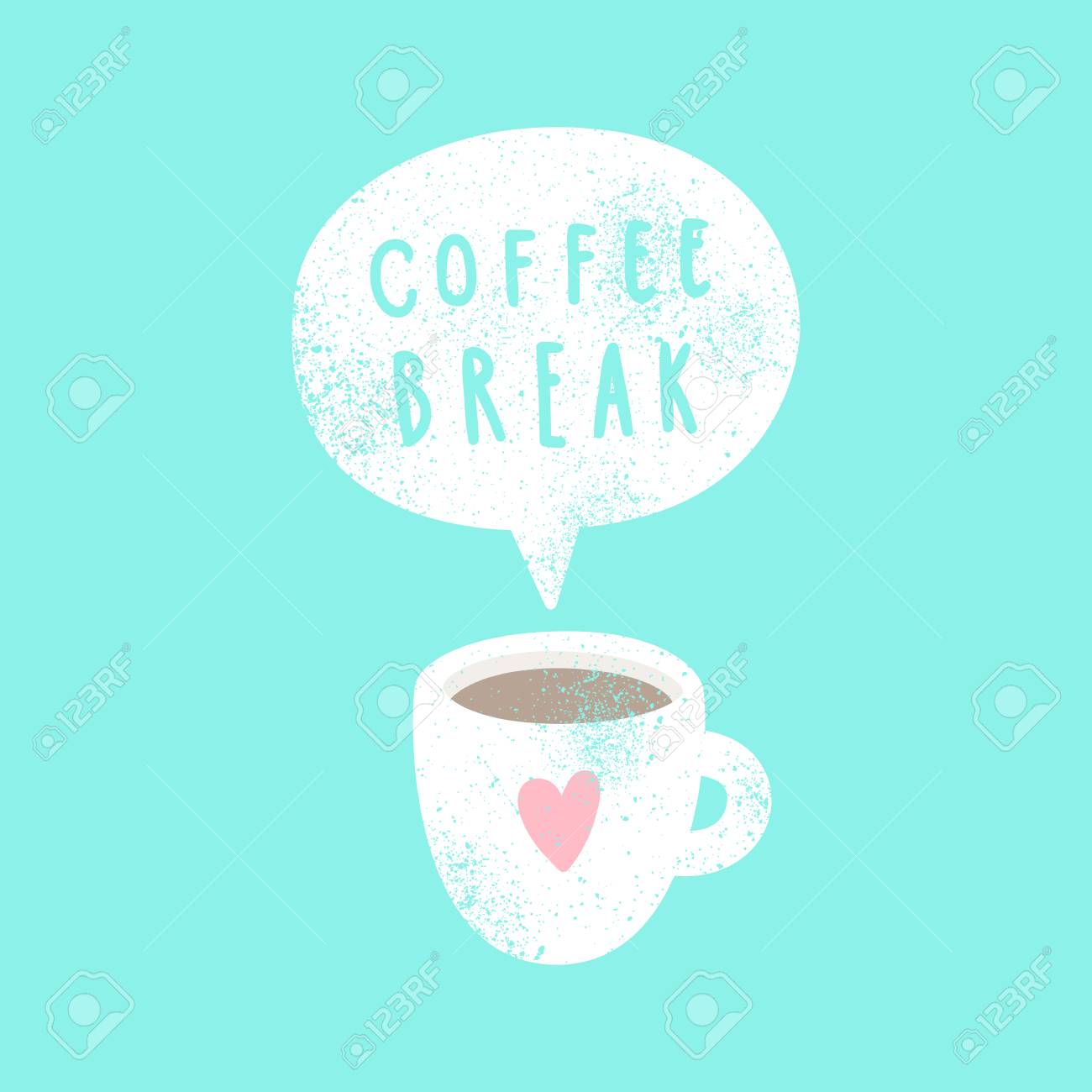 コーヒー ブレーク 古いスタイルのイラスト カップとテキストの泡 の写真素材 画像素材 Image