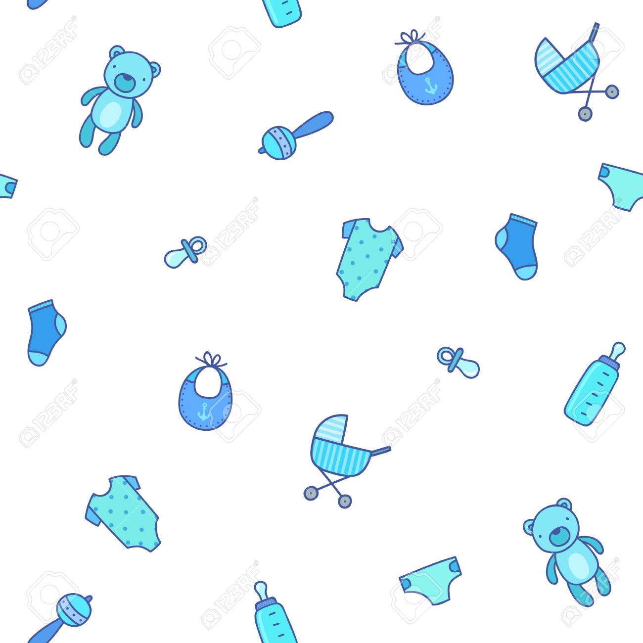 Contexte Nouveau Ne Pour Bebe Motif Sans Couture Dessine A La Main Clip Art Libres De Droits Vecteurs Et Illustration Image