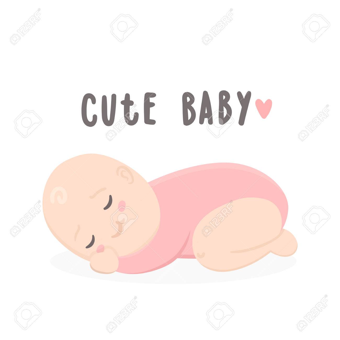 Cute Baby Girl Sleeping Vector Hand Drawn Cartoon Illustration Stock Photo Picture And Royalty Free Image Image 74917260