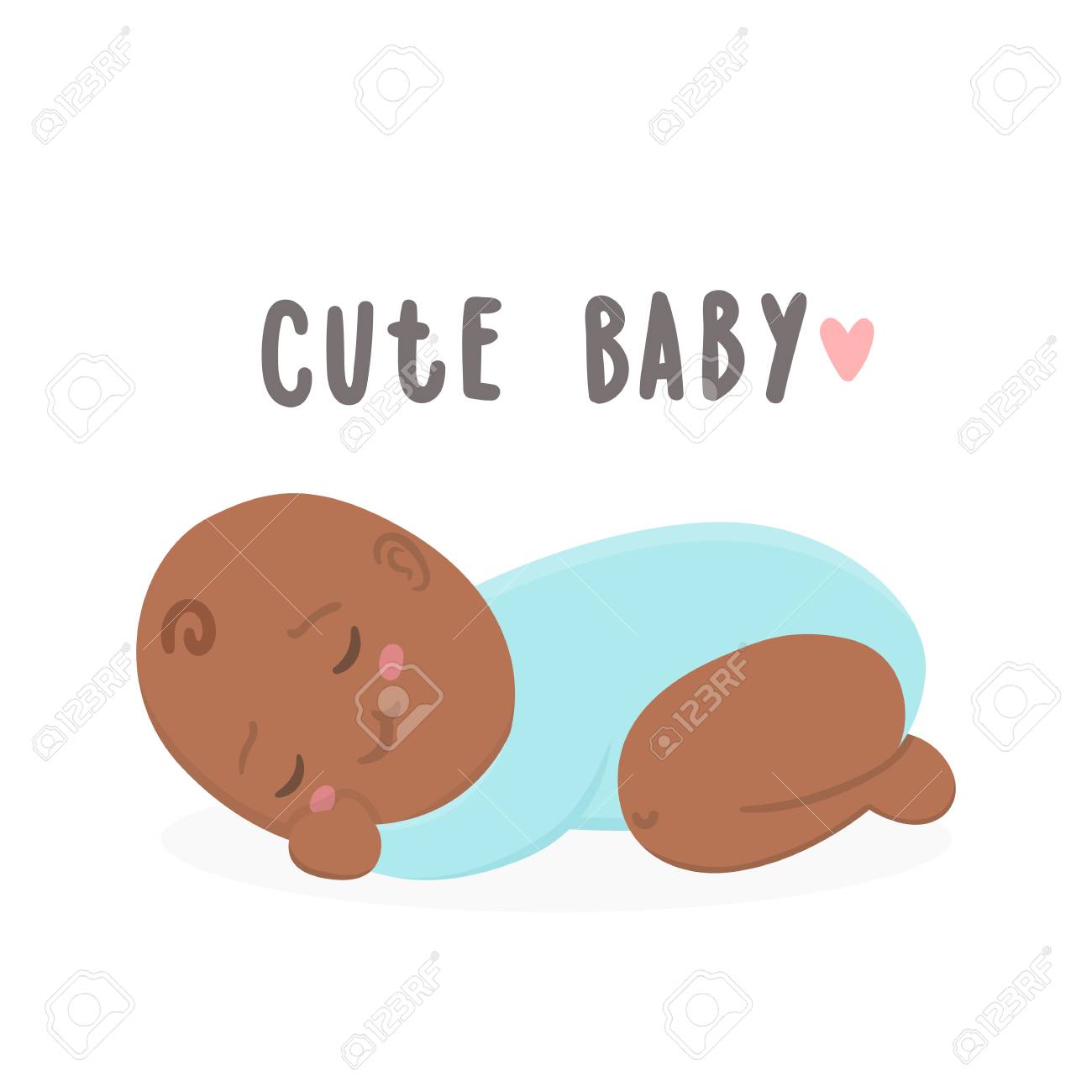 Mignon Petit Garcon Noir Nouveau Ne Illustration De Dessin Anime De Vecteur Banque D Images Et Photos Libres De Droits Image