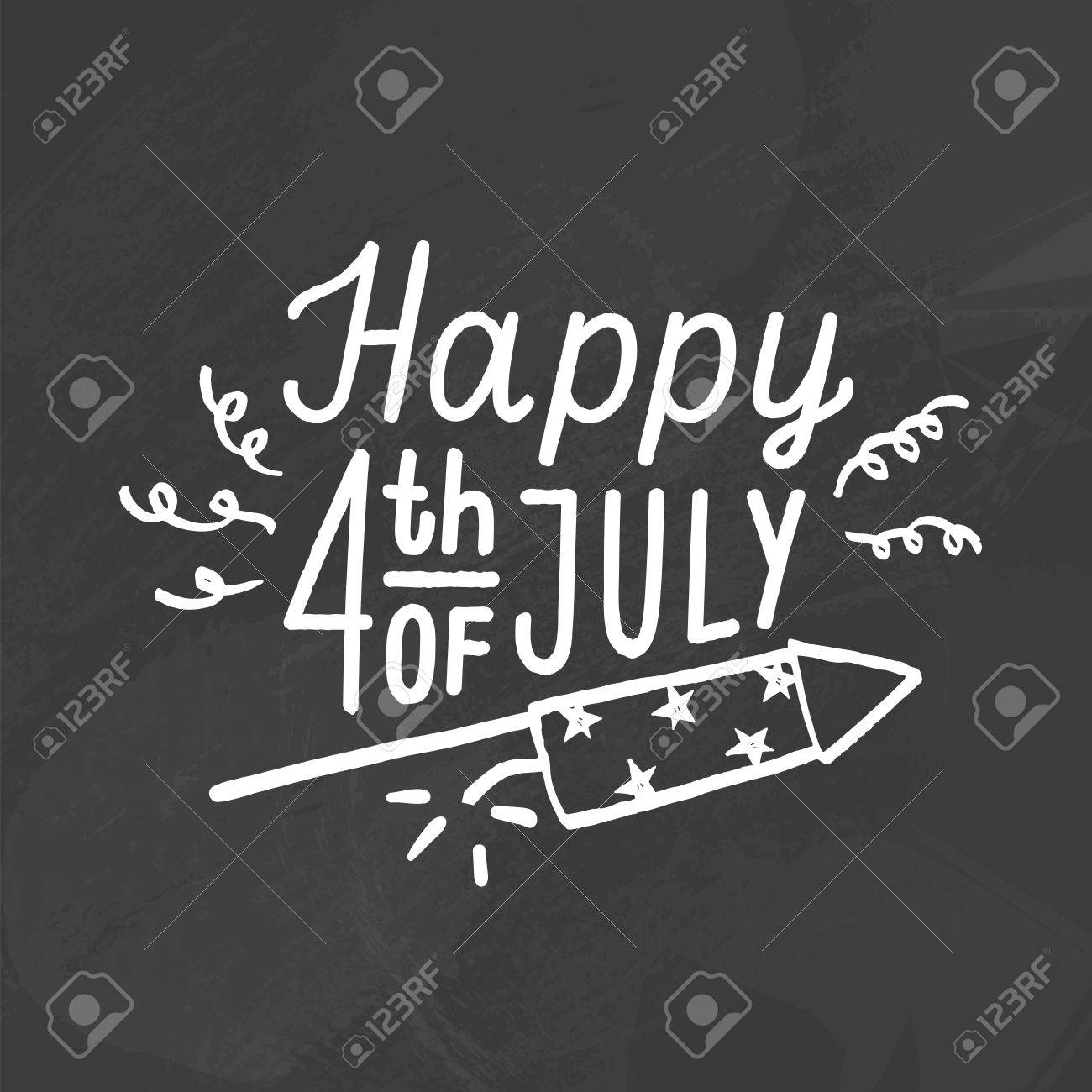 幸せな独立記念日 チョークは 黒板の図面します ベクトル手描き下ろしイラストのイラスト素材 ベクタ Image