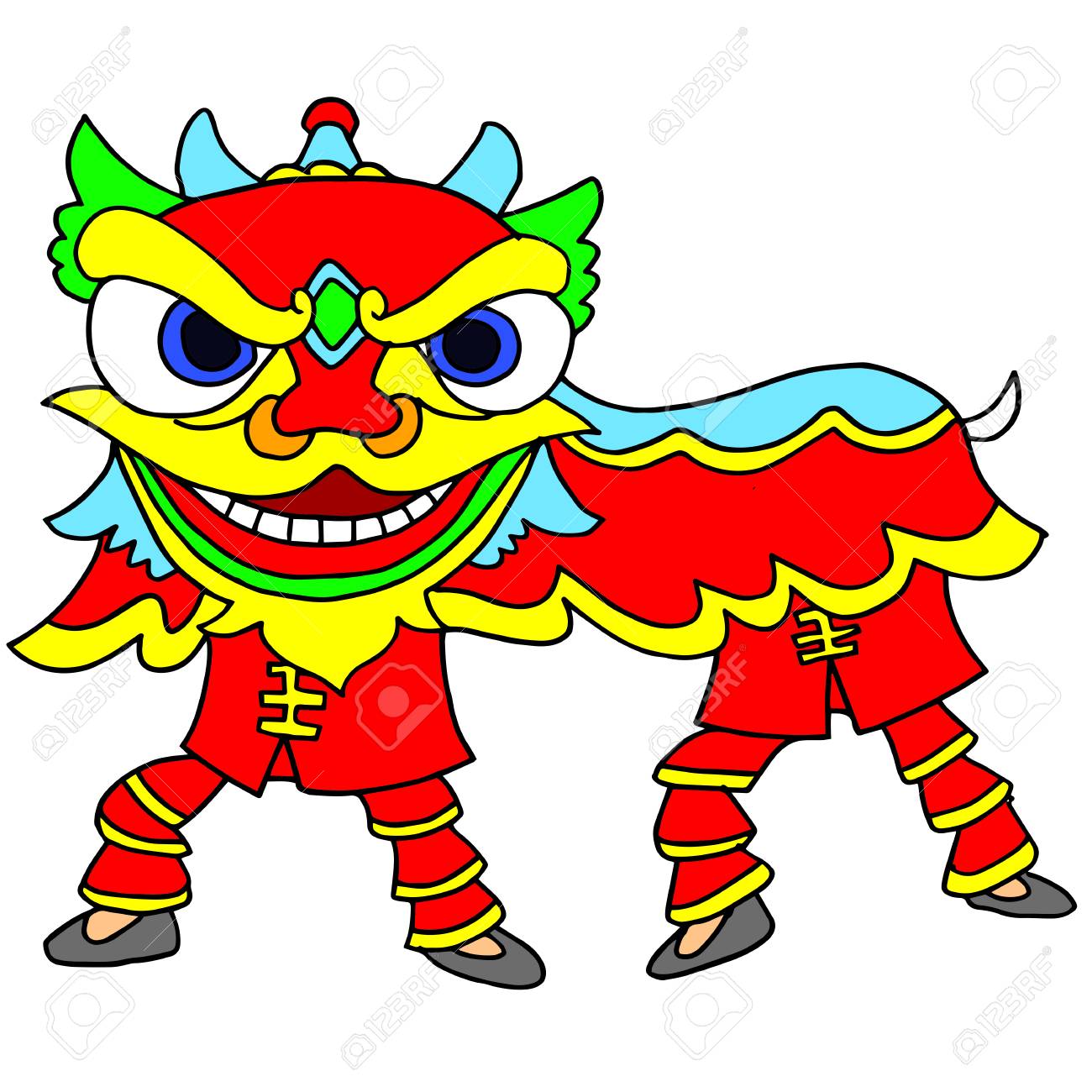 中国の旧正月のお祝いの獅子舞 のイラスト素材 ベクタ Image