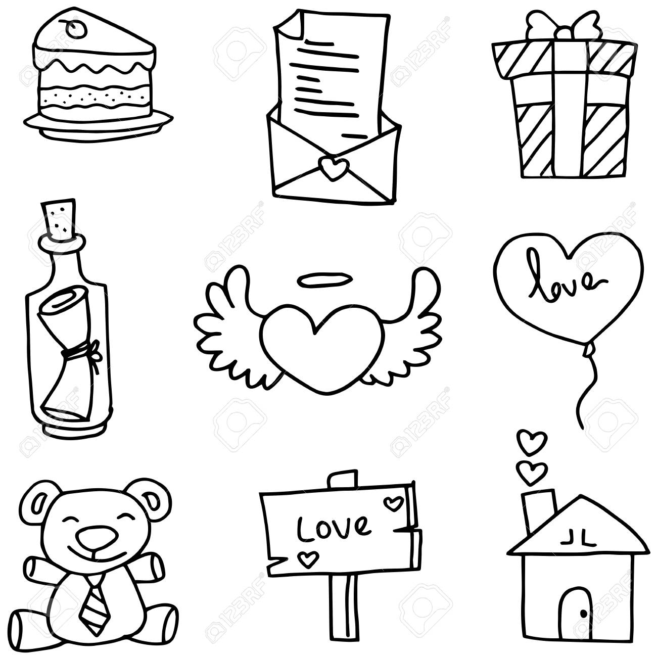 オブジェクト恋手描画ベクトル アートのイラストのイラスト素材 ベクタ Image