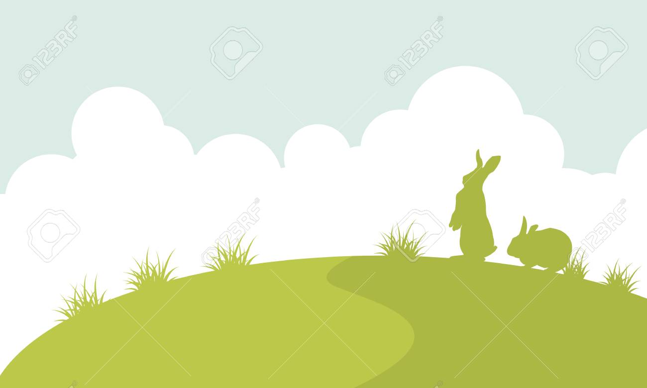 landscape of easter bunny silhouette royalty free cliparts vectors