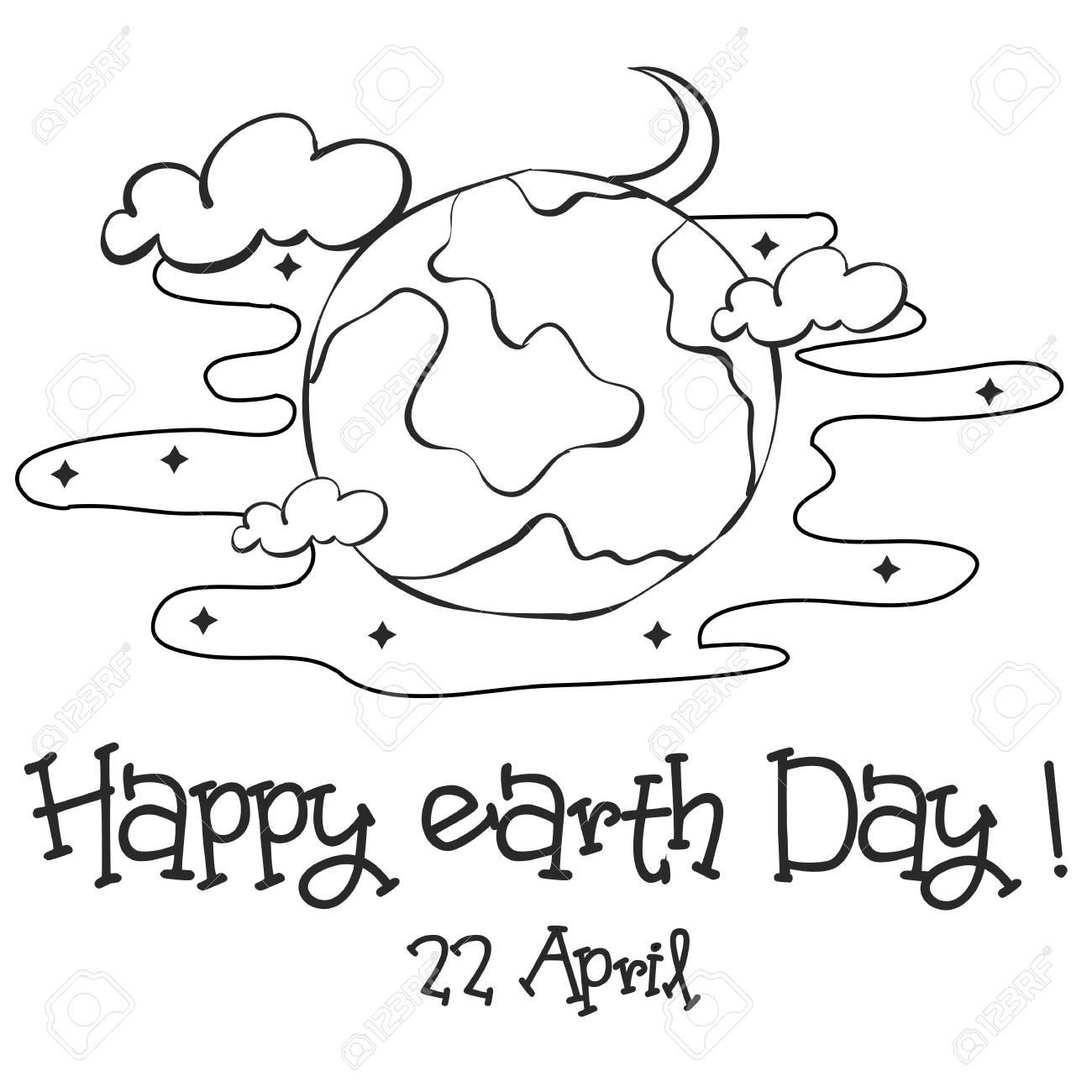 Happy Earth Day Sketch Hand Draw Royalty Free SVG, Cliparts ...