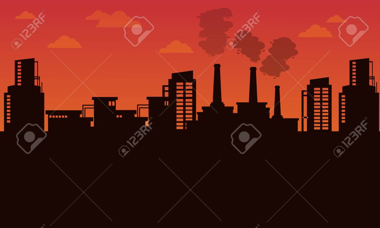 業界の風景悪い環境イラストのシルエット のイラスト素材 ベクタ Image