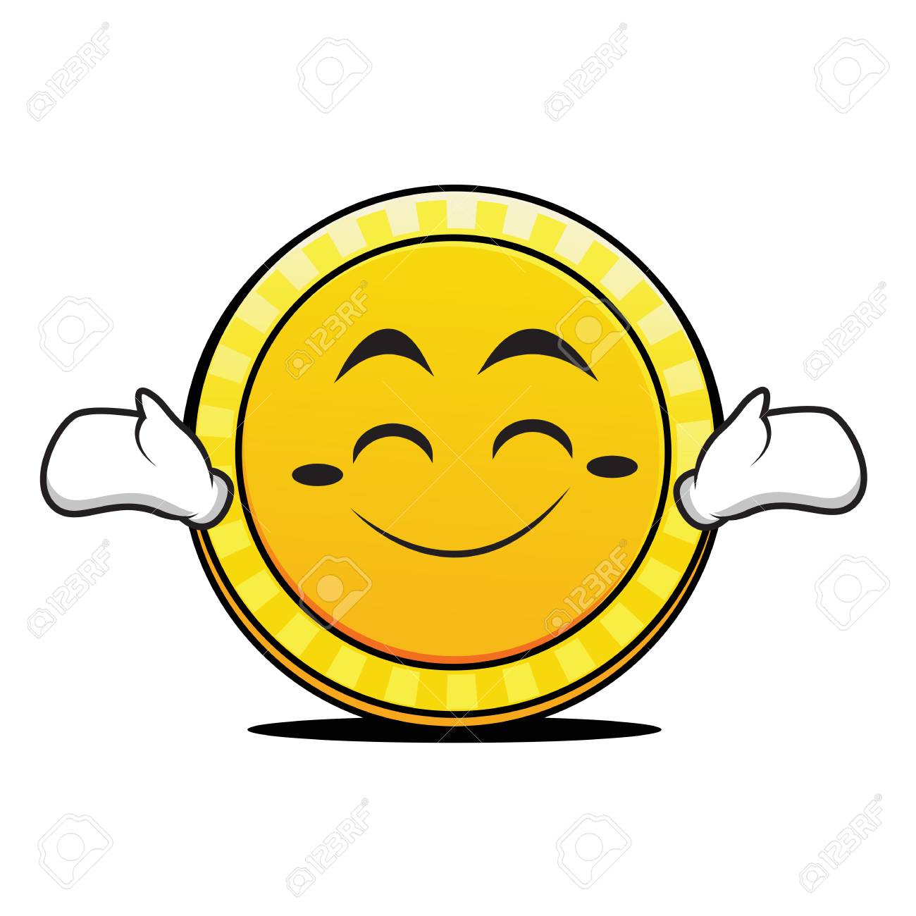 ハッピー コイン漫画キャラクター コレクション ベクター アートのイラスト素材 ベクタ Image