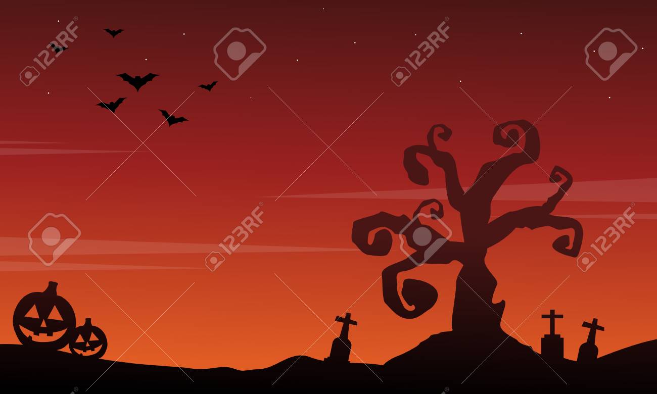 halloween scenery silhouette style