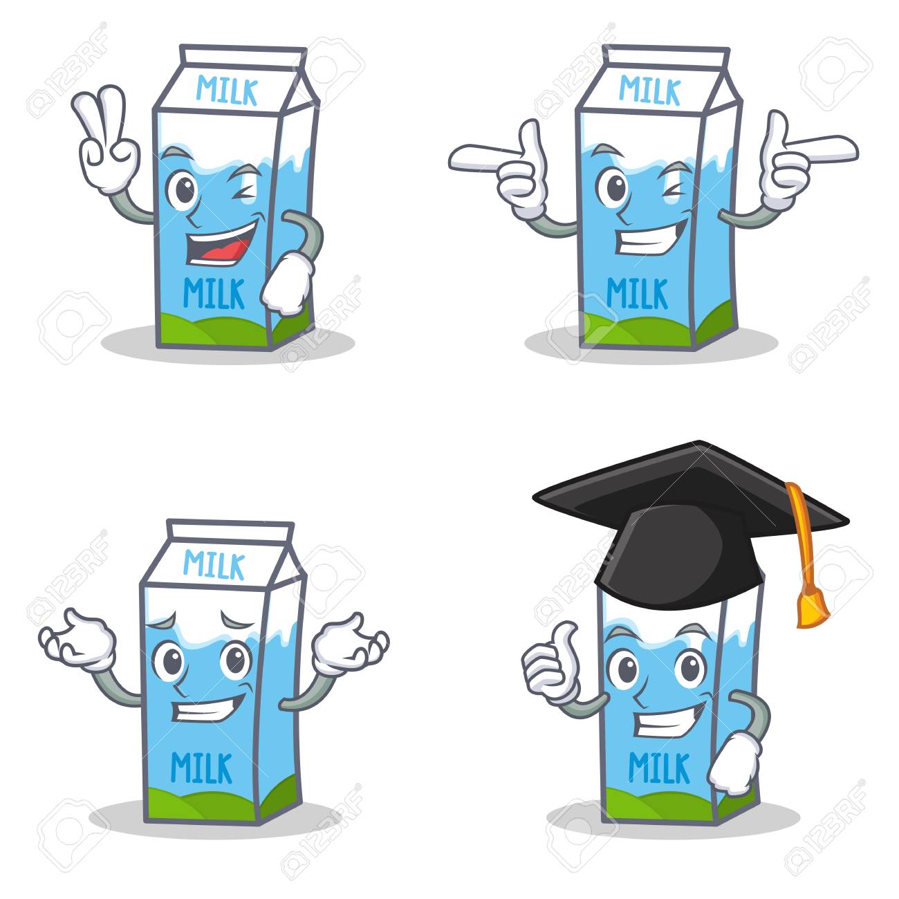 2 つの指ウインク卒業イラスト ミルク ボックス文字のセットします のイラスト素材 ベクタ Image 5060