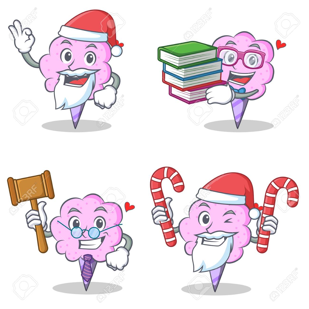 綿菓子文字サンタ本裁判官キャンディ ベクトル イラスト セットのイラスト素材 ベクタ Image 6809
