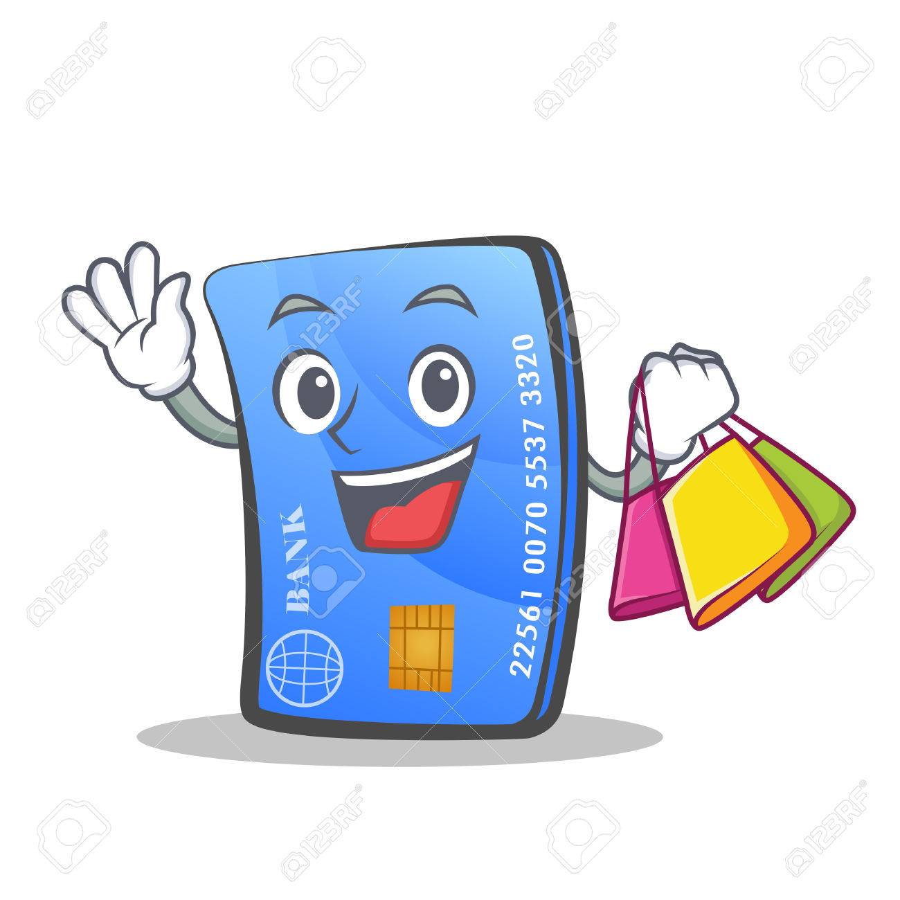 shopping credit card character cartoon royalty free cliparts