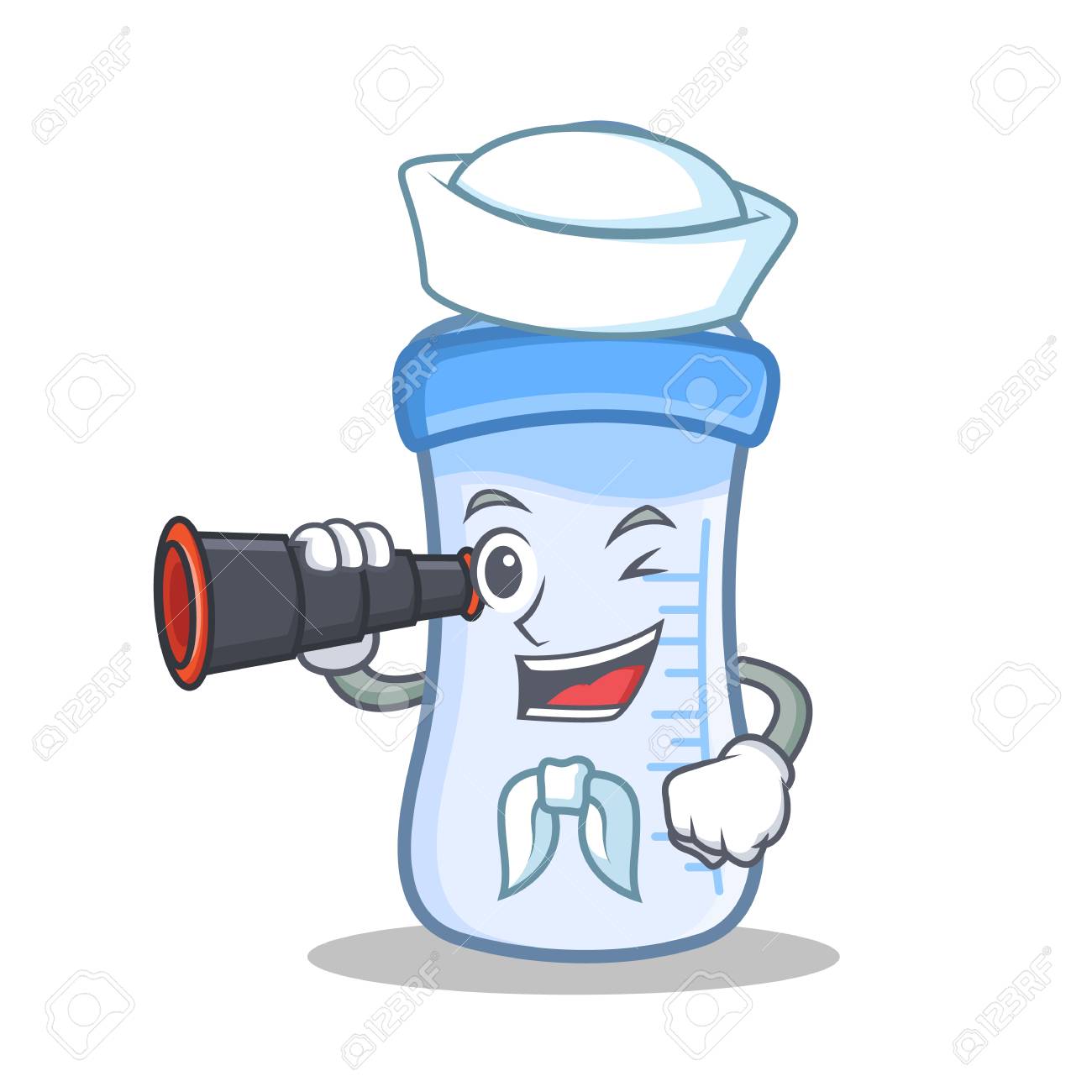 Personaje De Cabeza De Marinero Bebe Con Binocular Ilustraciones Vectoriales Clip Art Vectorizado Libre De Derechos Image