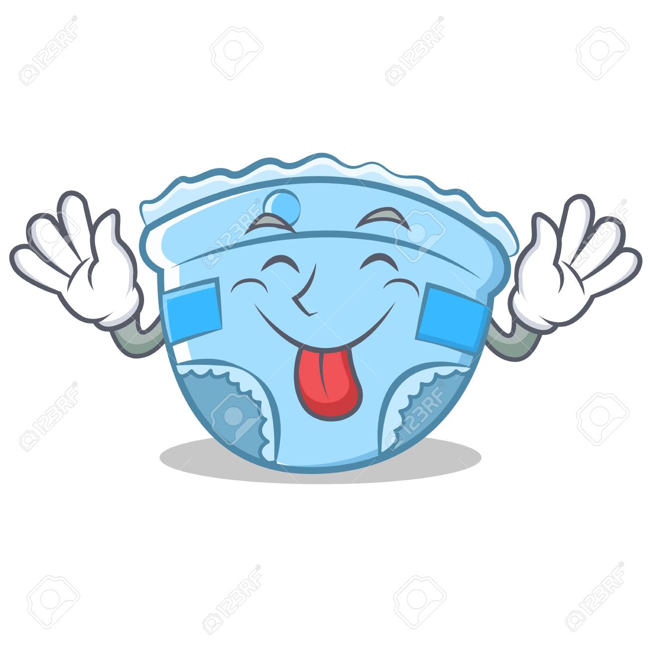 赤ちゃんのおむつ文字漫画ベクトルイラストを舌出します のイラスト素材 ベクタ Image