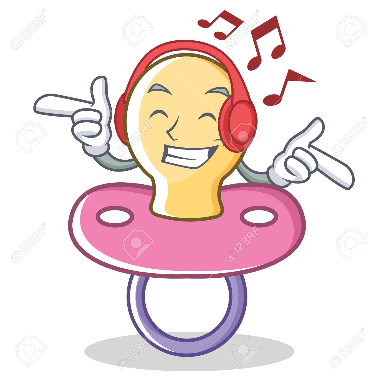 Ecoute Musique Bebe Tetine Personnage Dessin Anime Vector Illustration Clip Art Libres De Droits Vecteurs Et Illustration Image