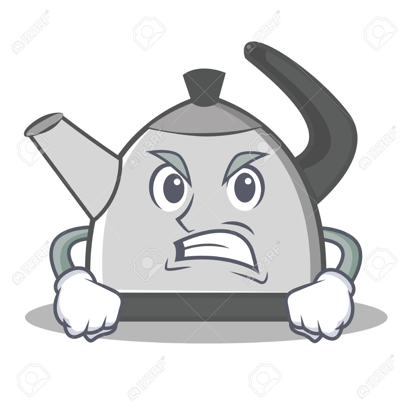 怒っているやかんの漫画のキャラクター のイラスト素材 ベクタ Image