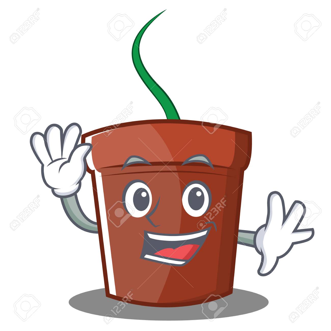 Waving Pot De Fleurs Personnage De Dessin Anime Clip Art Libres De Droits Vecteurs Et Illustration Image 88472114