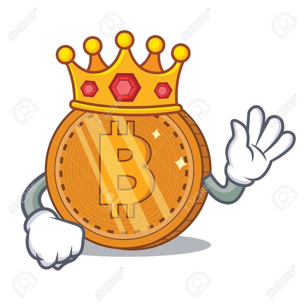 王 Bitcoin コイン キャラ漫画ベクトル イラストのイラスト素材・ベクター Image 91947401