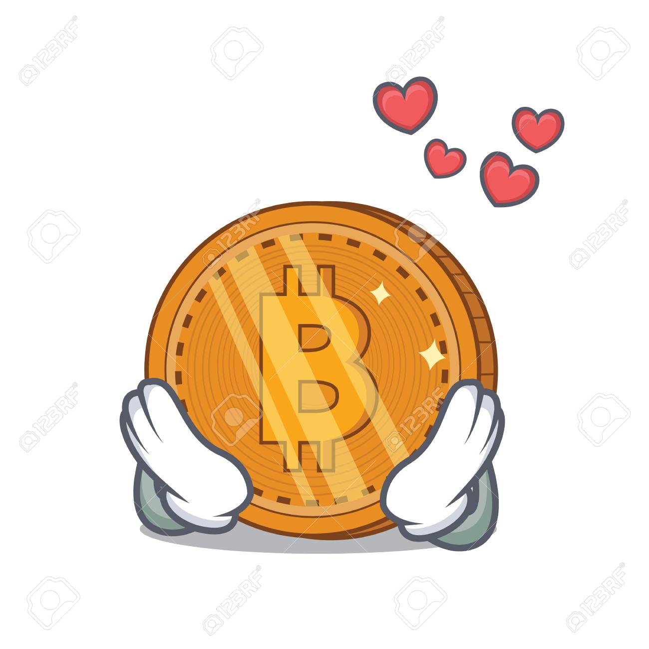 비트 코인 캐릭터 만화 벡터 일러스트 레이션을 사랑합니다 로열티 무료 사진, 그림, 이미지 그리고 스톡포토그래피. Image  91947967