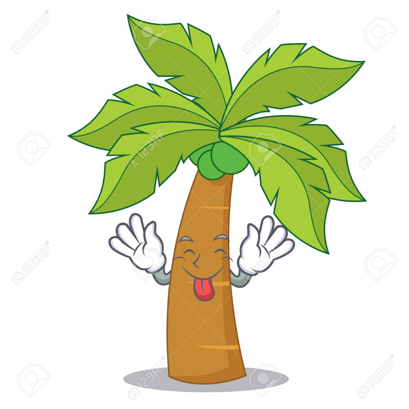 舌アウトヤシの木キャラクター漫画イラスト のイラスト素材 ベクタ Image