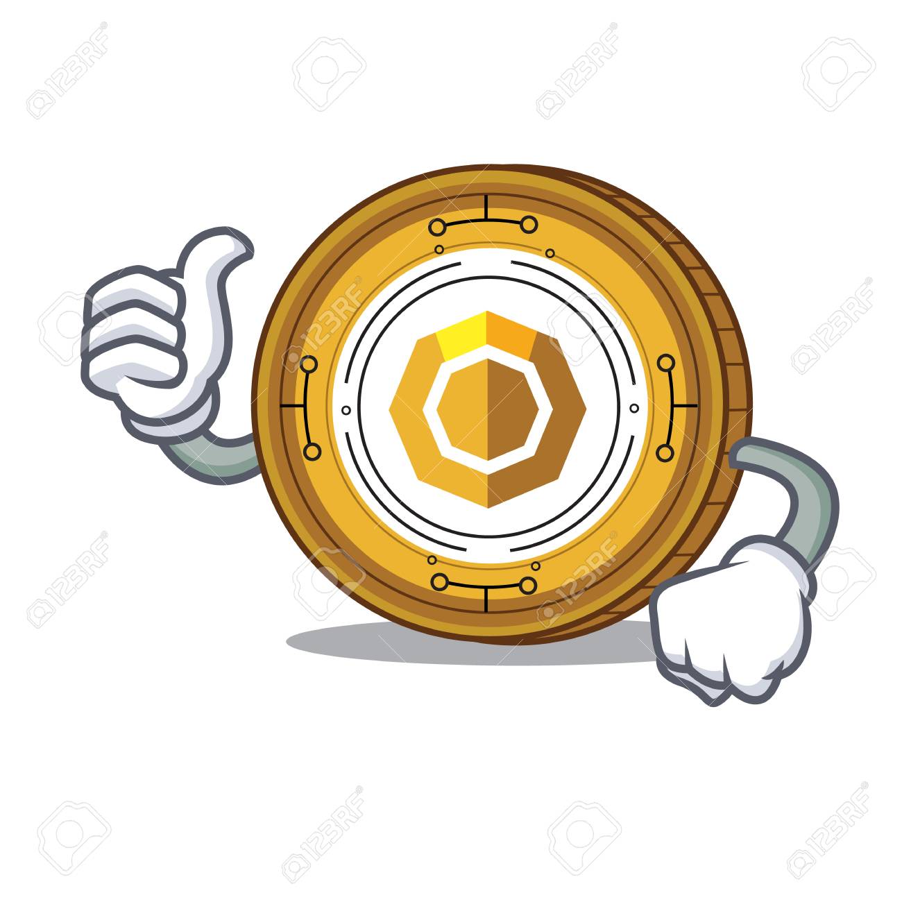 코모도 동전 캐릭터 만화 엄지 손가락 로열티 무료 사진, 그림, 이미지 그리고 스톡포토그래피. Image 94582097