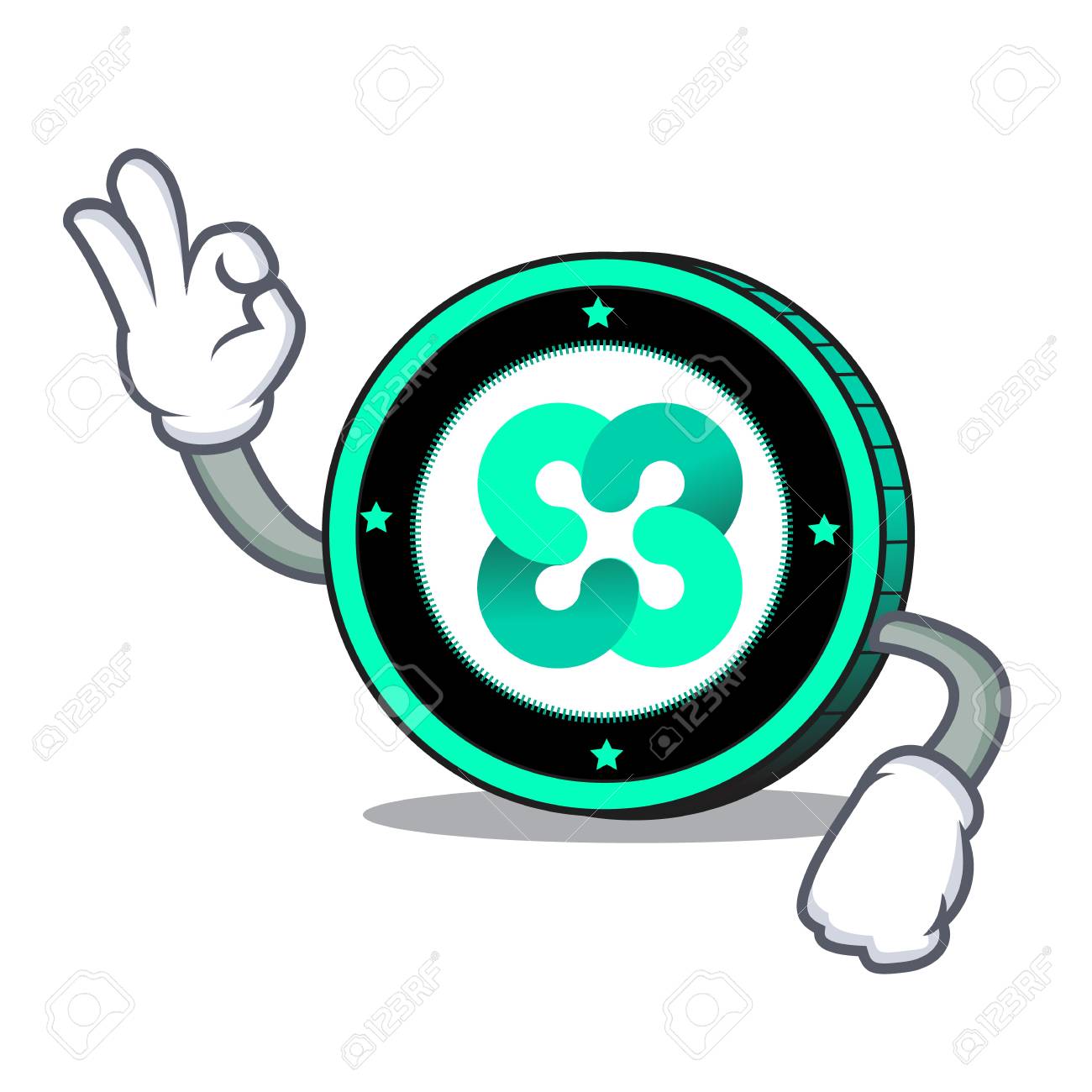 Ok Ethos Coin Personaje De Dibujos Animados Ilustración Vectorial  Ilustraciones svg, vectoriales, clip art vectorizado libre de derechos.  Image 95969862
