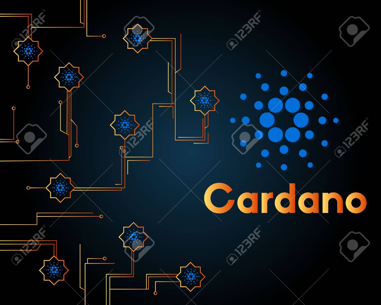 블록 체인 카르 다노 블록 체인 회로 스타일 배경 벡터 일러스트 레이 션 로열티 무료 사진, 그림, 이미지 그리고 스톡포토그래피.  Image 96832459
