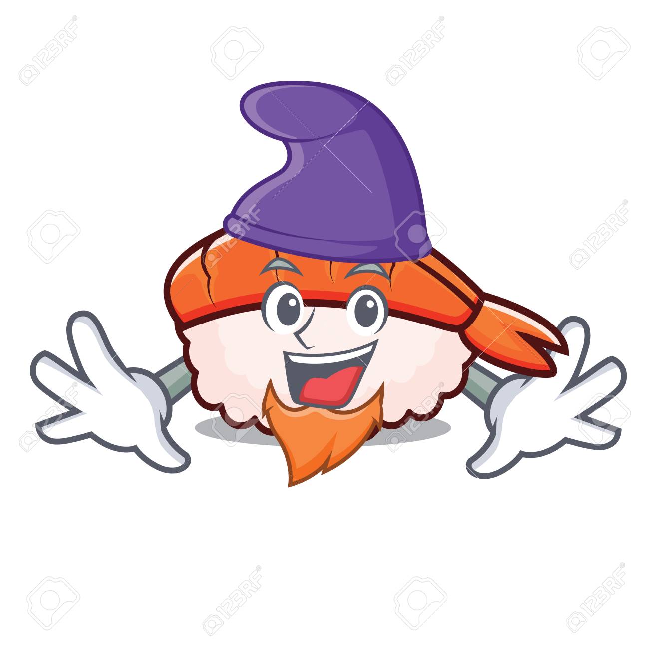 紫色の帽子ベクトルイラストを持つ寿司キャラクター漫画 のイラスト素材 ベクタ Image