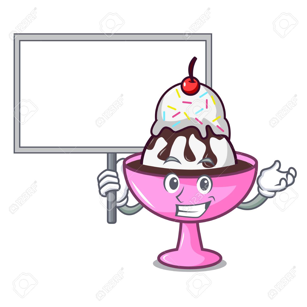Bring Board Ice Cream Sundae Character Cartoon Vector Illustration Royalty Free Cliparts Vectors And Stock Illustration Image