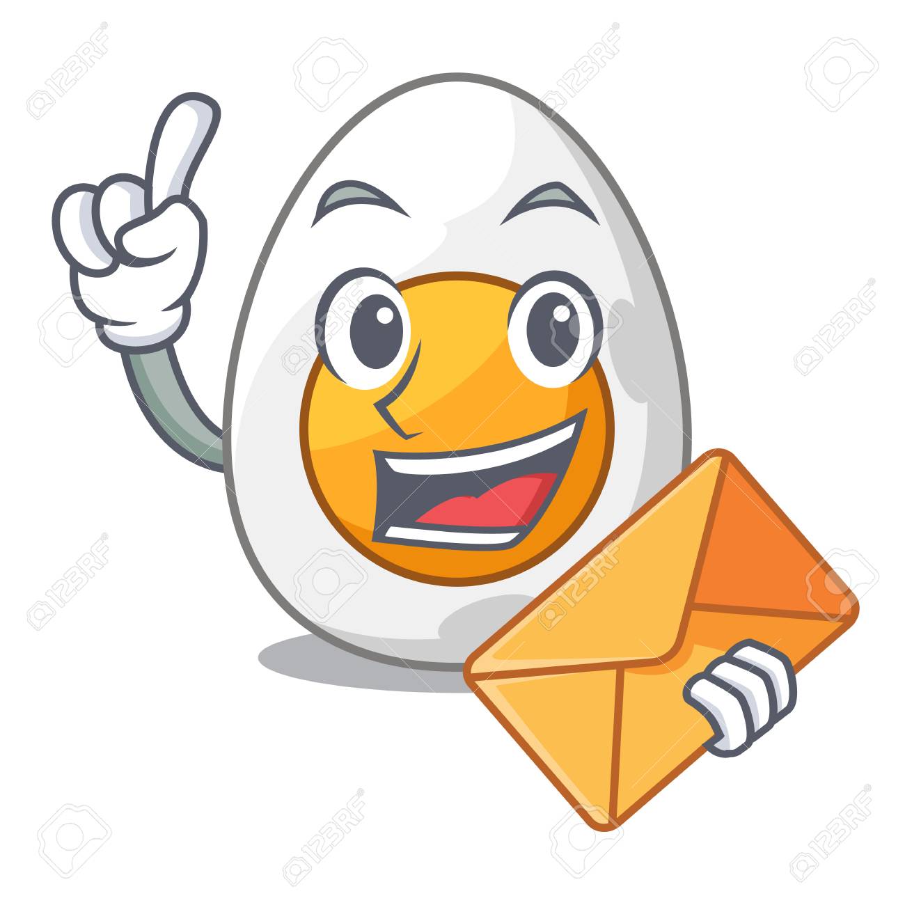 エンベロープキャラクターハードゆで卵は ベクターイラストを食べる準備ができて のイラスト素材 ベクタ Image