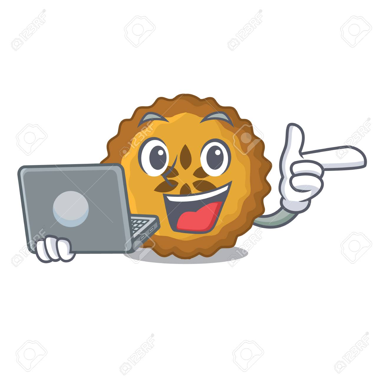 パイパンアップ 漫画のプレートベクトルイラストにラップトップアップルパイパン付きのイラスト素材・ベクター Image 126352510