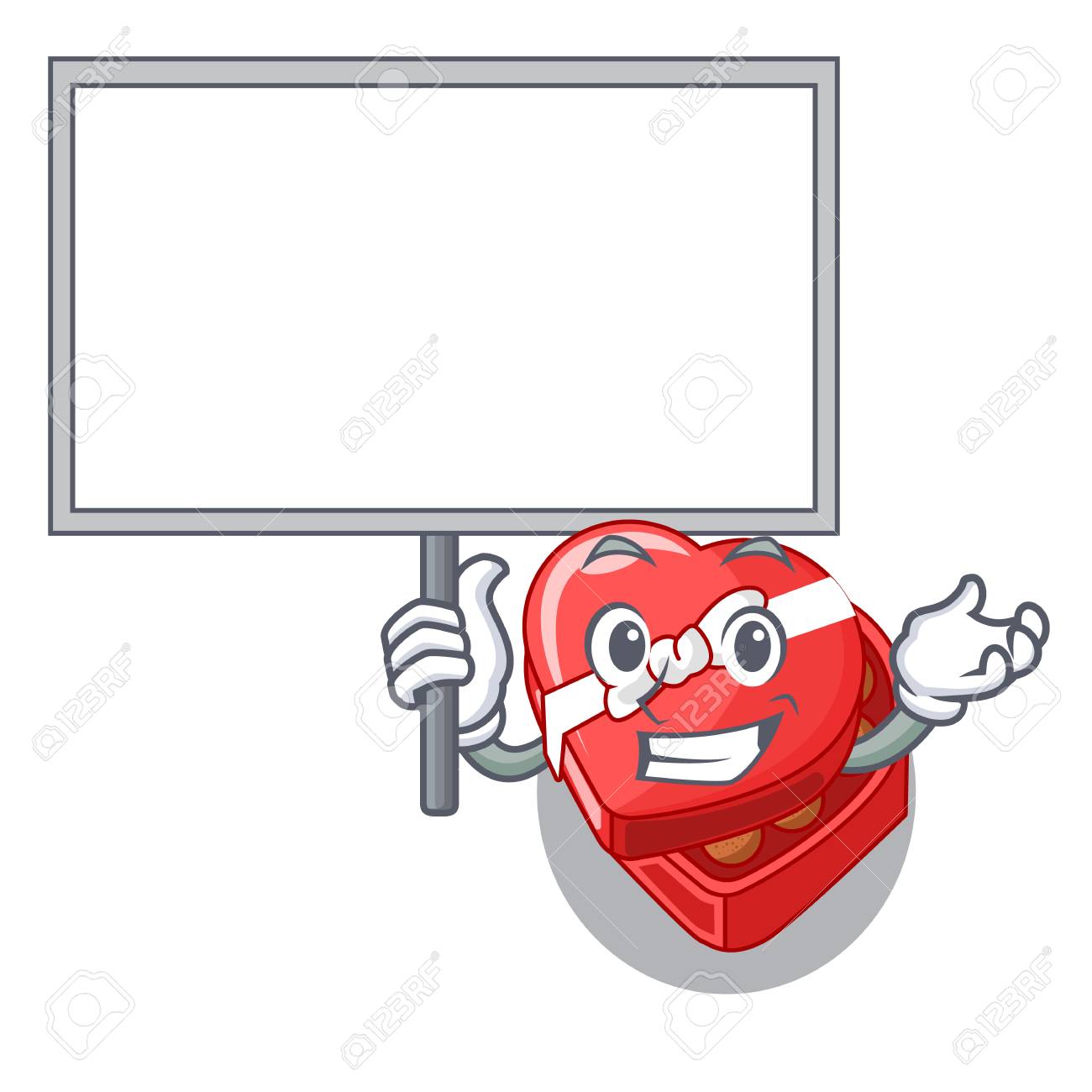 Bring Board Chocolate Box Heart Above Cartoon Table Vector