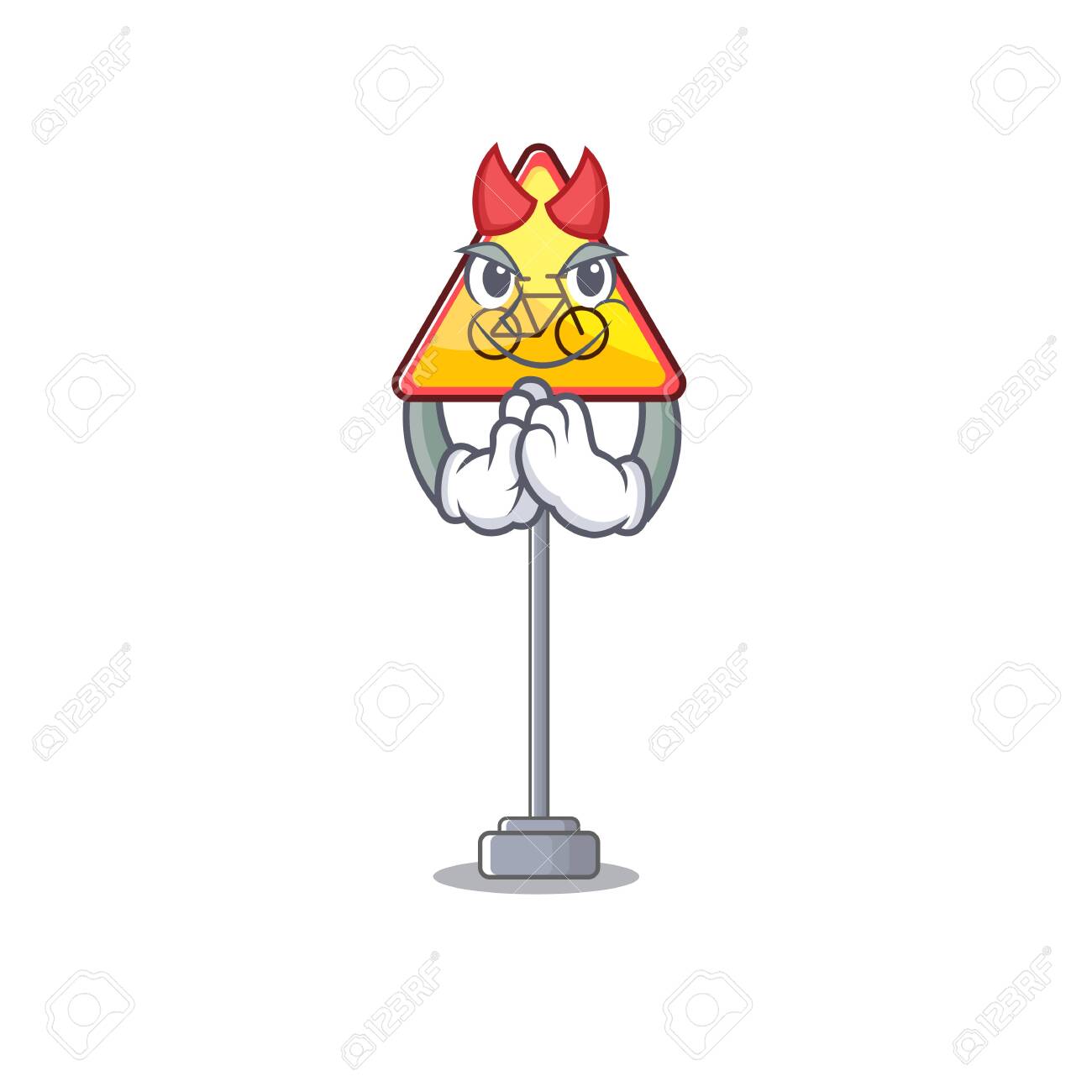 Devil Toy No Cycling Characters On Table Vector Illustration
