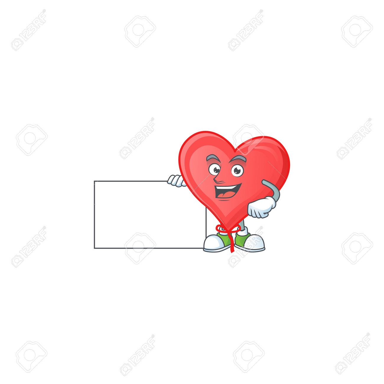Cute Red Love Balloon Cartoon Character With A Board. Vector Illustration  免版税剪贴画，向量插图和库存图片. Image 136380219, image size:1300x1300