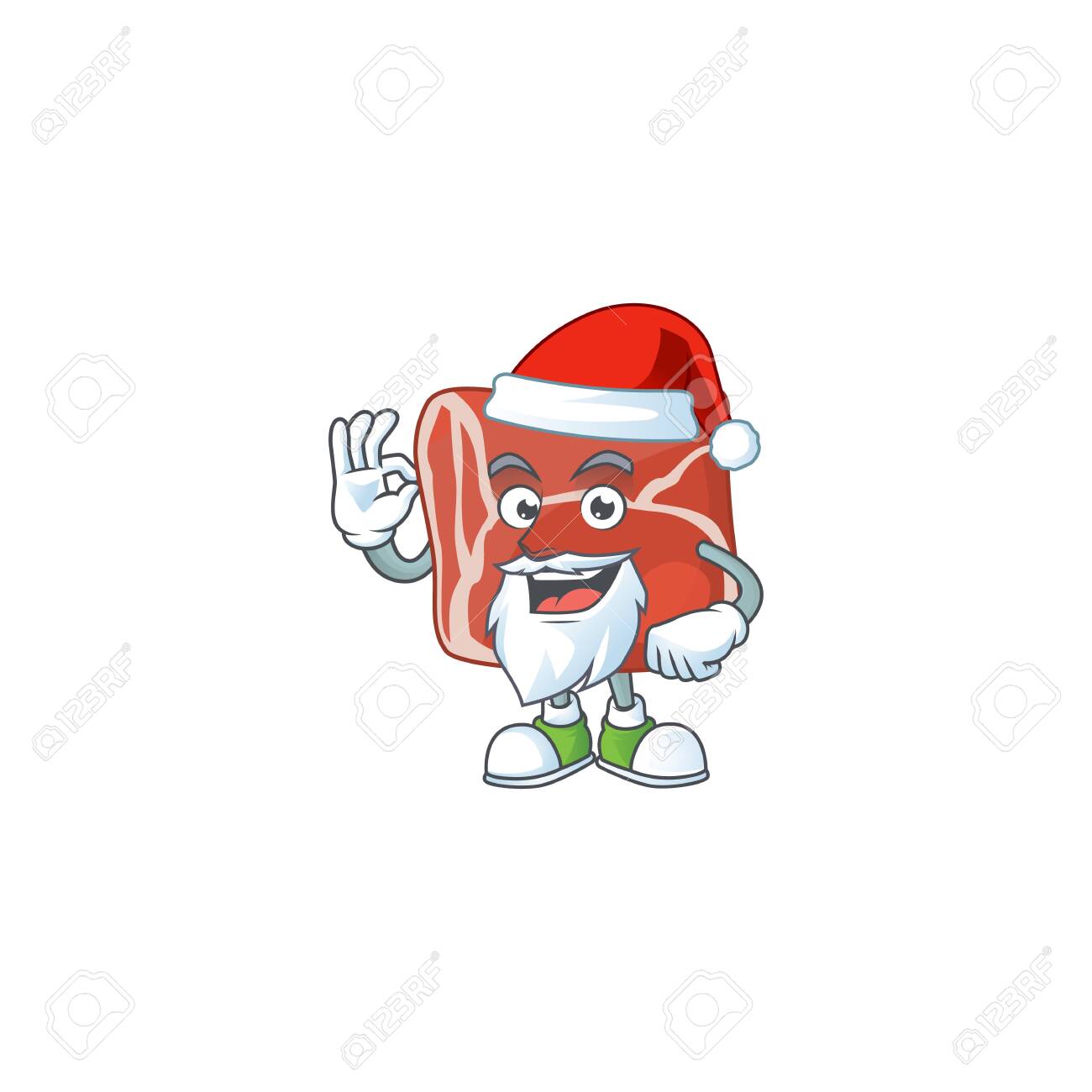 Beef cartoon character of Santa showing ok finger. Vector illustration - 142153256 Beef cartoon character of Santa showing ok finger. Vector illustration - 142153256